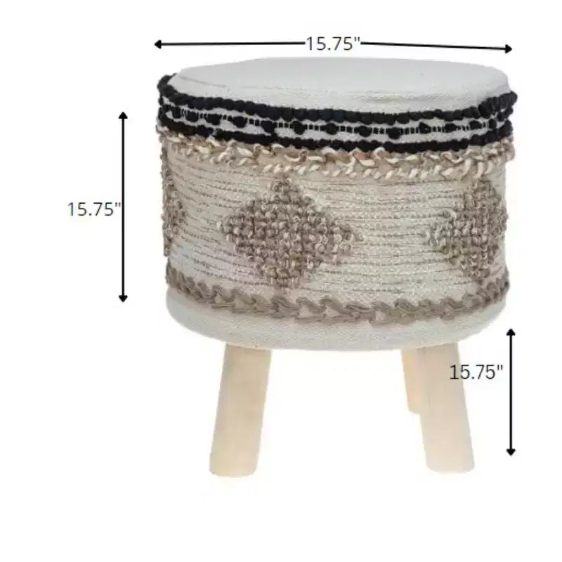 16 Pouf abstrait rond en jute beige et marron