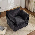 Fauteuil d'appoint surdimensionné 34"L en métal, bois et tissu chenille