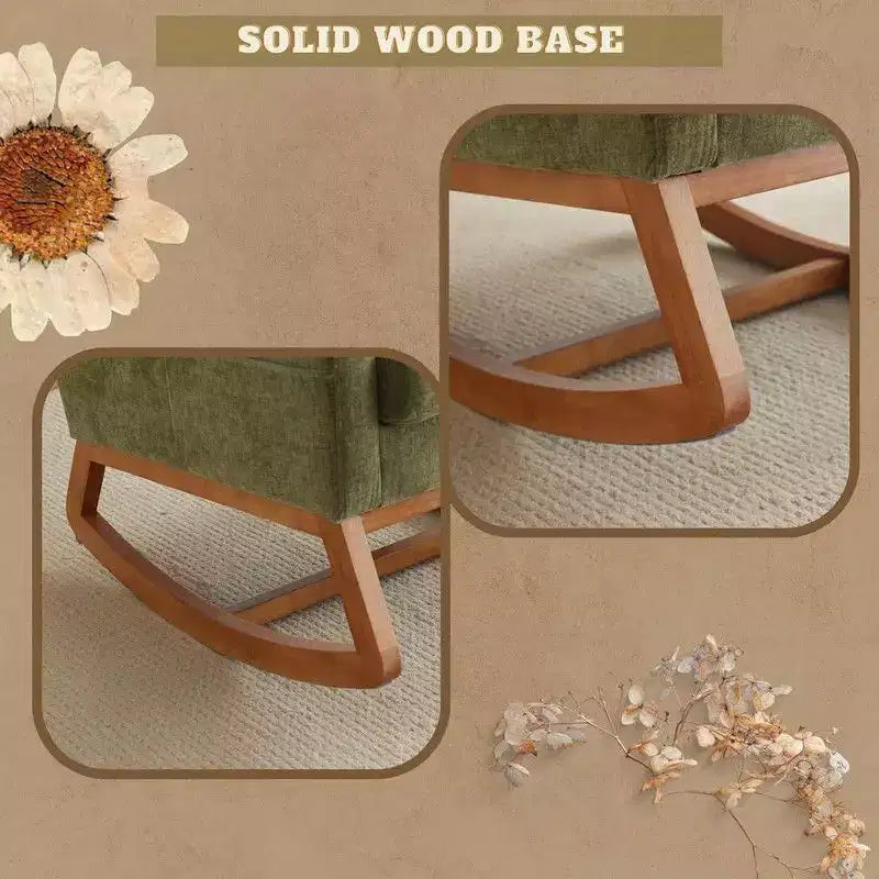 Fauteuil à bascule en bois rembourré en polyester 37"H x 25.6"L