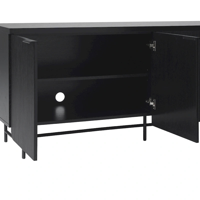 Fluted Four-Door Buffet Sideboard with Adjustable Shelves, 69W x 18D x 29H