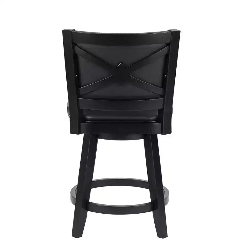 Tabouret de bar pivotant en similicuir et hévéa avec repose-pieds - Hauteur 66 cm