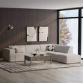 Canapé d'angle droit et pouf en contreplaqué garni de polyester L 294,64 x P 182,88 cm