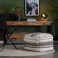 Pouf ottoman carré fait main en jute et polyester avec housse amovible 45,7 cm x 45,7 cm