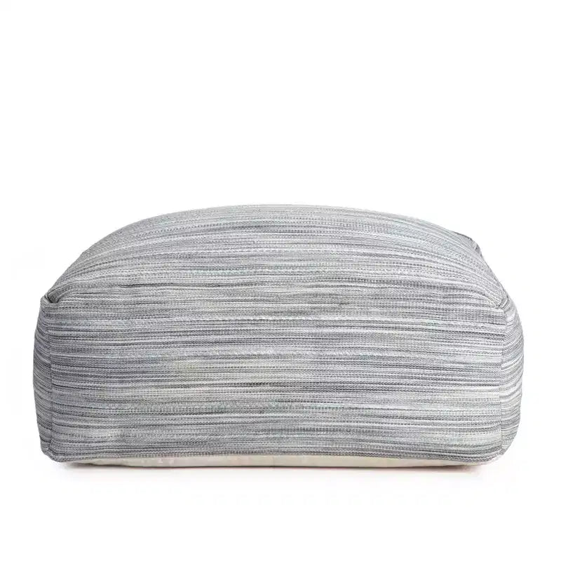 Ottoman rond tricoté en polyester et jute gris, 45 cm de diamètre