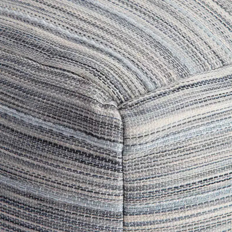 Ottoman rond tricoté en polyester et jute gris, 45 cm de diamètre
