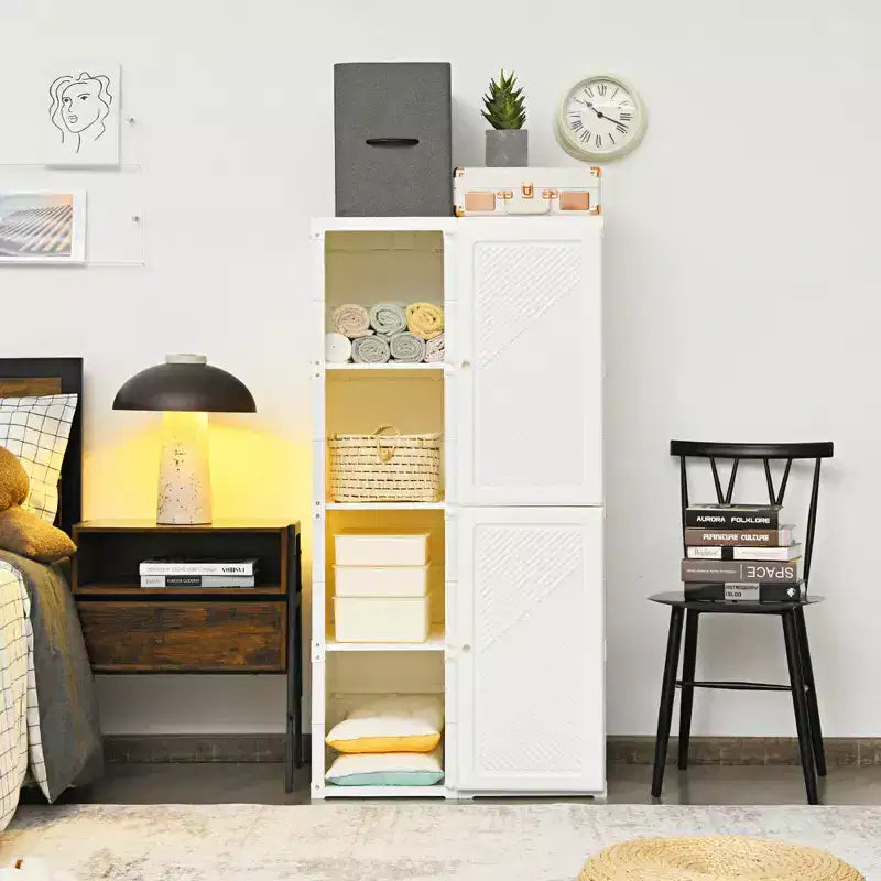 Armoire penderie portable pliable en polypropylène ABS avec 8 compartiments 69 cm (L) x 136 cm (H)