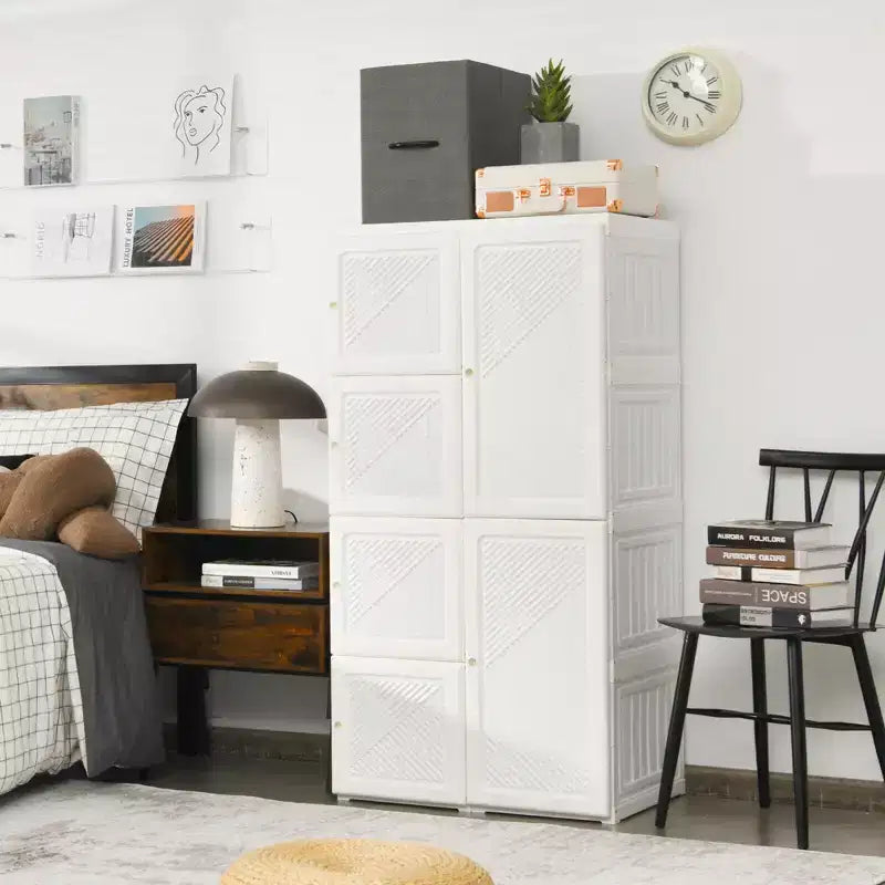 Armoire penderie portable pliable en polypropylène ABS avec 8 compartiments 69 cm (L) x 136 cm (H)