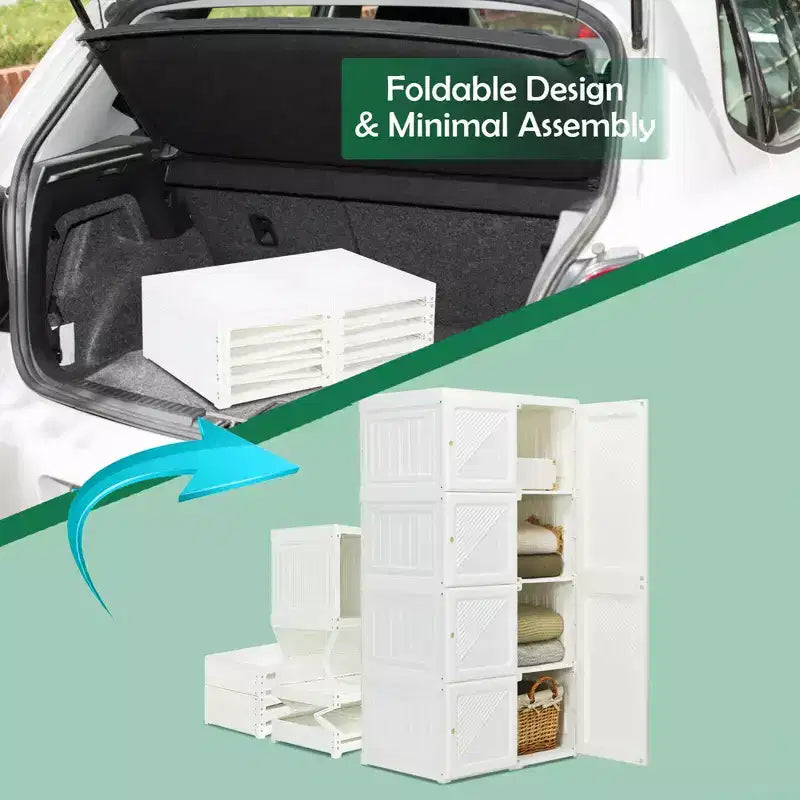 Armoire penderie portable pliable en polypropylène ABS avec 8 compartiments 69 cm (L) x 136 cm (H)