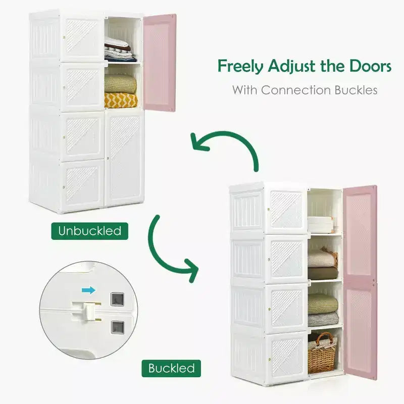 Armoire penderie portable pliable en polypropylène ABS avec 8 compartiments 69 cm (L) x 136 cm (H)
