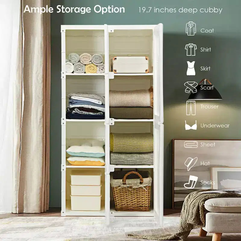Armoire penderie portable pliable en polypropylène ABS avec 8 compartiments 69 cm (L) x 136 cm (H)
