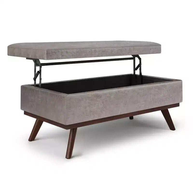 Banc de rangement relevable en similicuir et bois 106,7 cm (L) x 61 cm (P) x 47 cm (H)