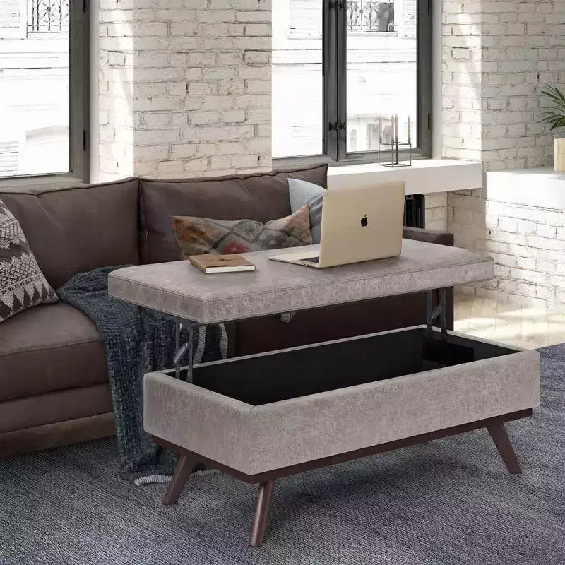 Banc de rangement relevable en similicuir et bois 106,7 cm (L) x 61 cm (P) x 47 cm (H)