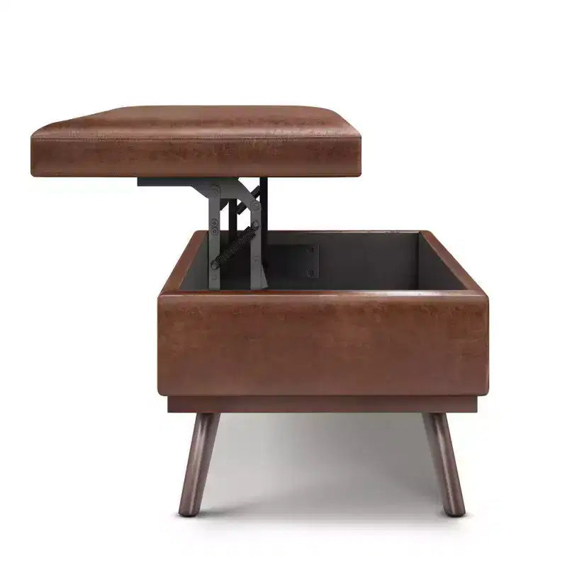 Banc de rangement relevable en similicuir et bois 106,7 cm (L) x 61 cm (P) x 47 cm (H)