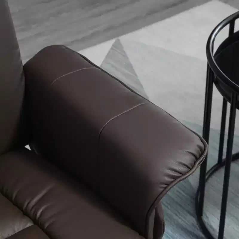 Fauteuil inclinable pivotant en cuir PU avec pouf et base enveloppée