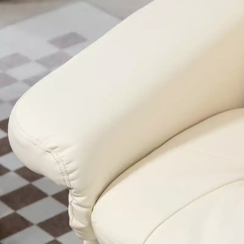Fauteuil inclinable pivotant en cuir PU avec pouf et base enveloppée