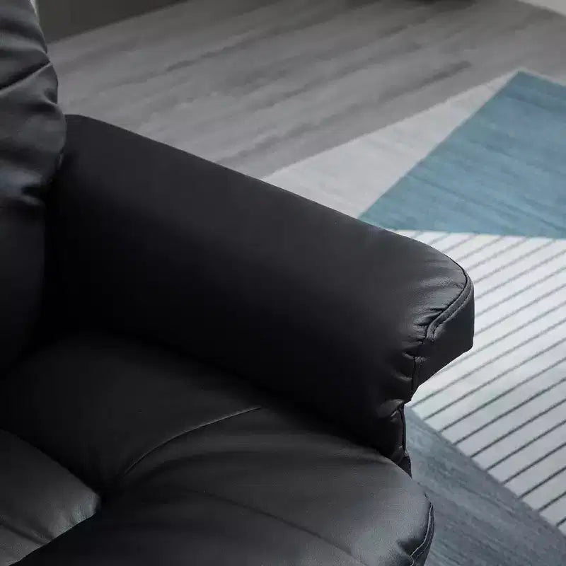 Fauteuil inclinable pivotant en cuir PU avec pouf et base enveloppée