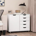 Commode de rangement roulante 5 tiroirs en bois avec étagère réglable 78,7 cm L