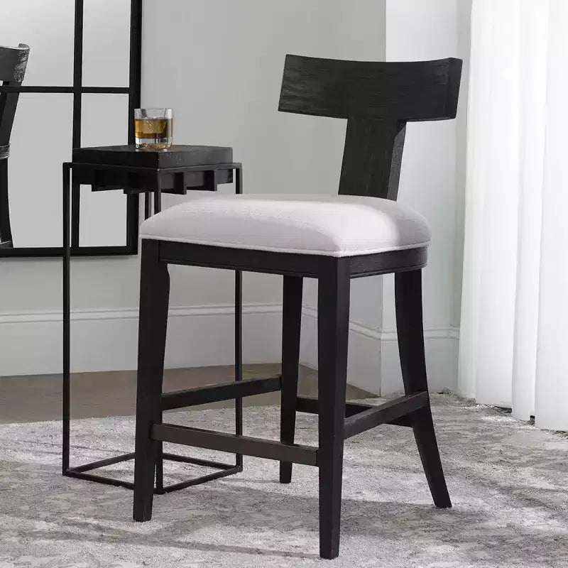 Tabouret de bar en contreplaqué et similicuir avec repose-pieds 96,5 cm (H) x 50,8 cm (L)