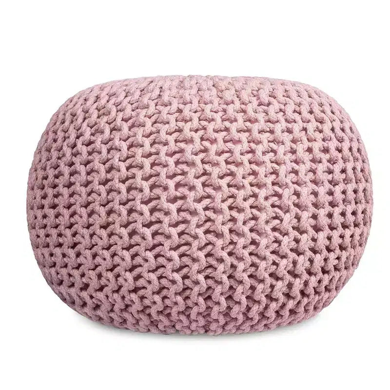 Pouf ottoman rond en polyester tricoté 38,1 cm H x 47 cm l