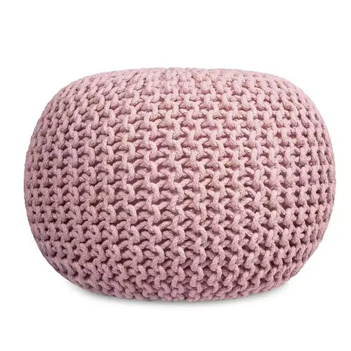 Pouf ottoman rond en polyester tricoté 38,1 cm H x 47 cm l