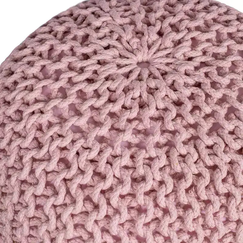 Pouf ottoman rond en polyester tricoté 38,1 cm H x 47 cm l