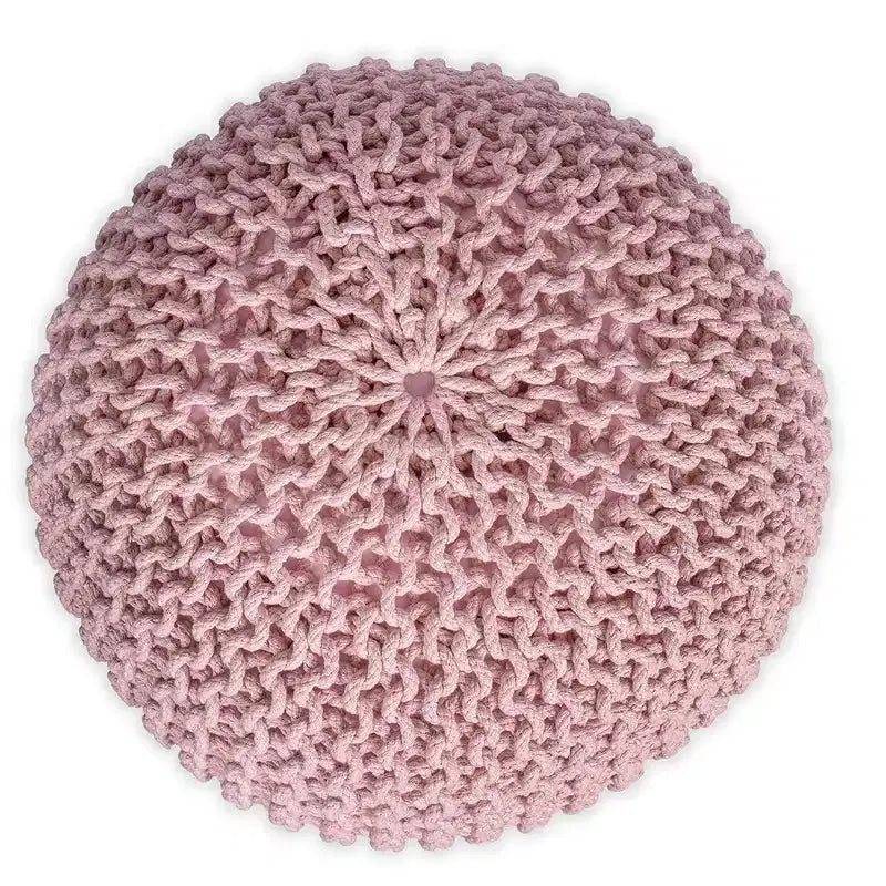 Pouf ottoman rond en polyester tricoté 38,1 cm H x 47 cm l