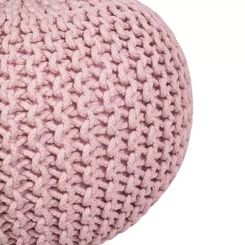 Pouf ottoman rond en polyester tricoté 38,1 cm H x 47 cm l