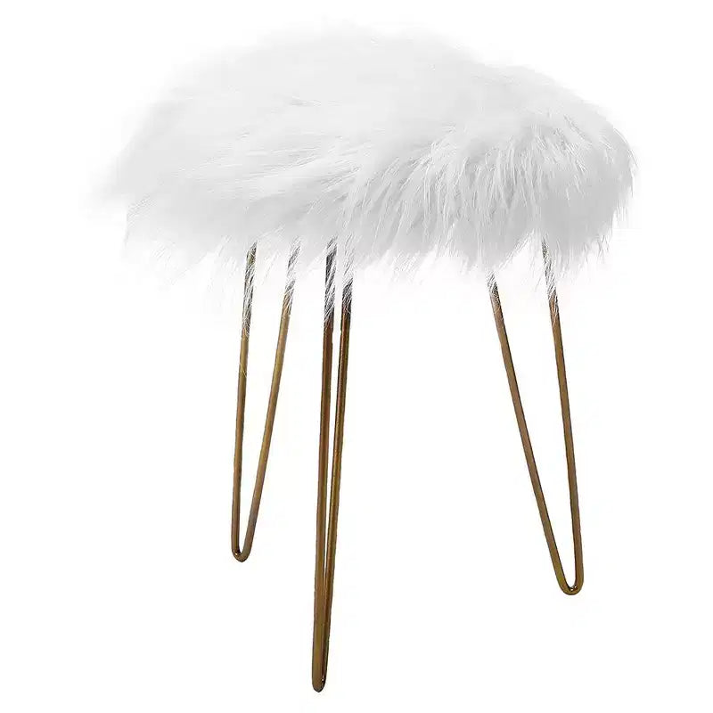 Pouf rond en fausse fourrure 46,5 cm H x 43 cm P