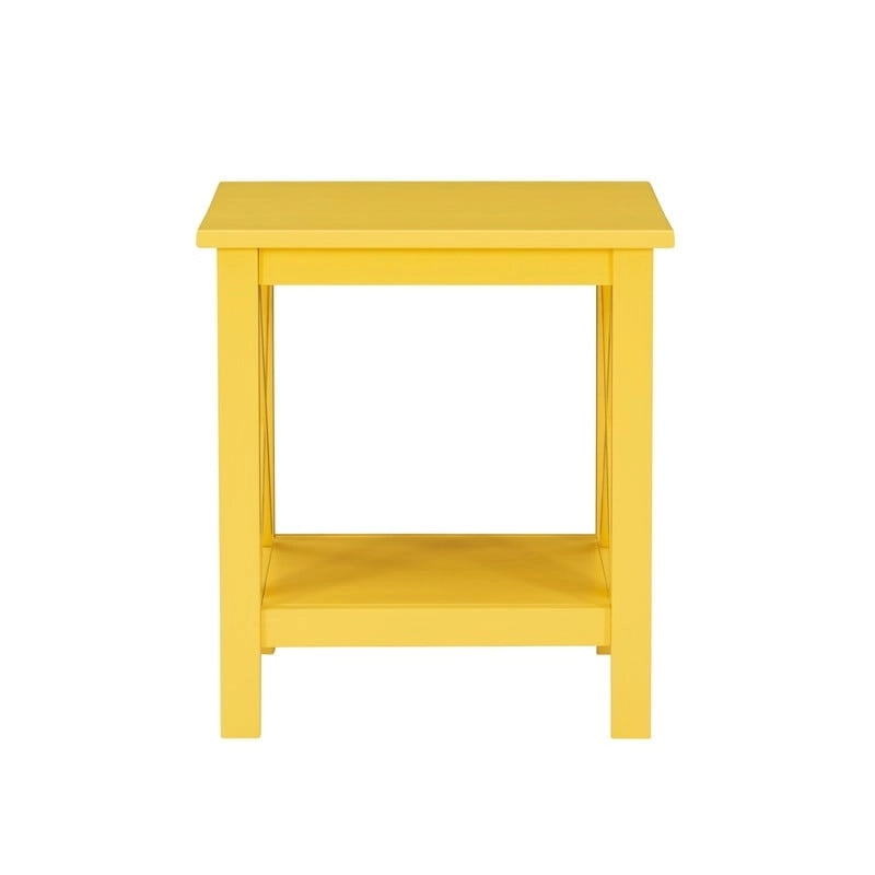Solid Pine X-Base End Table, Farmhouse Style, 2 Display Surfaces