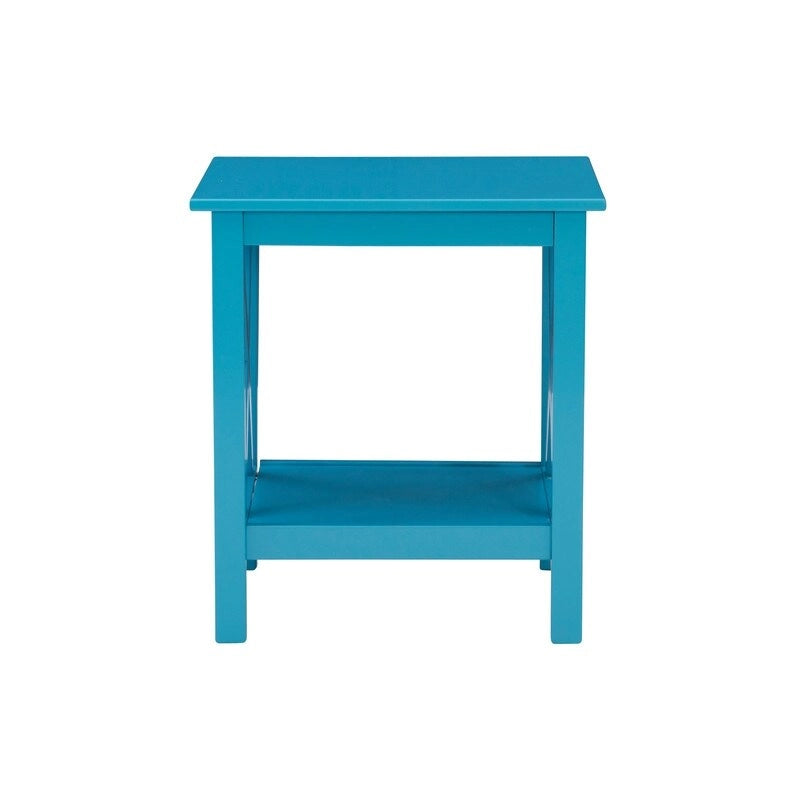 Solid Pine X-Base End Table, Farmhouse Style, 2 Display Surfaces