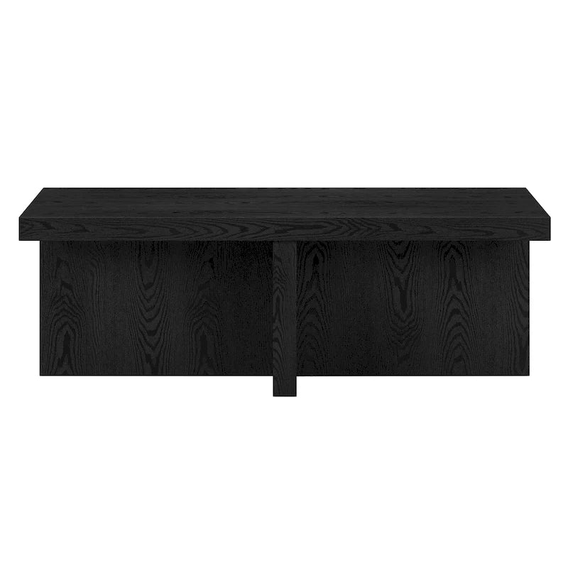 44-Inch Rectangular Coffee Table, Scandinavian X-Base, Wood-Look Finish