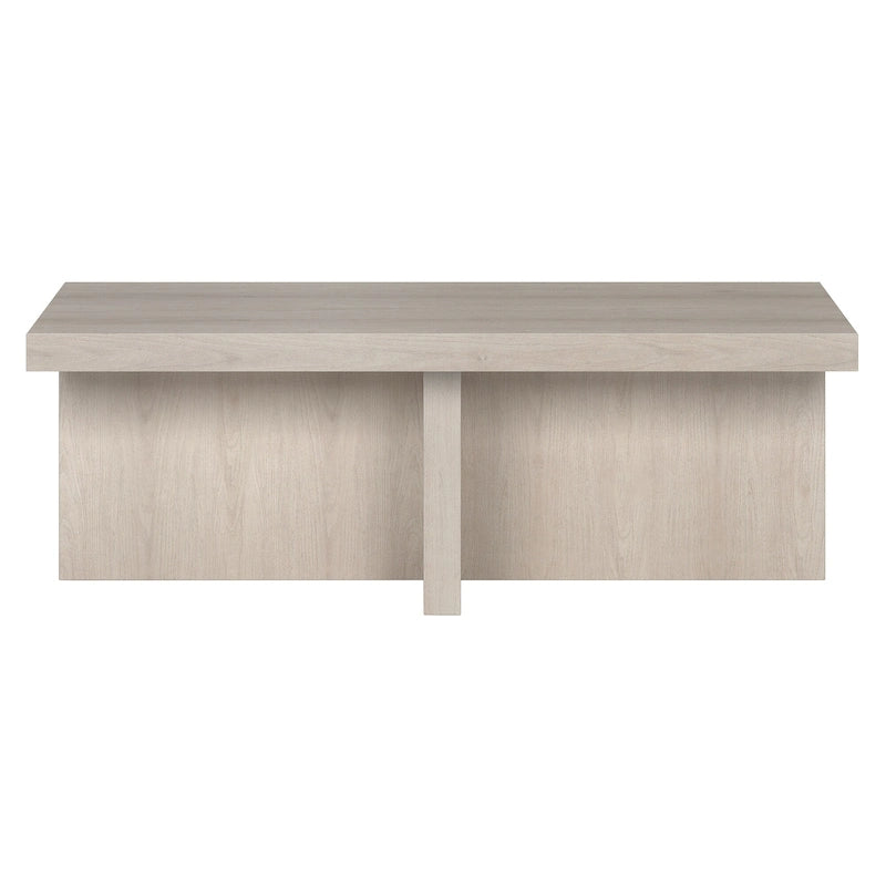 44-Inch Rectangular Coffee Table, Scandinavian X-Base, Wood-Look Finish