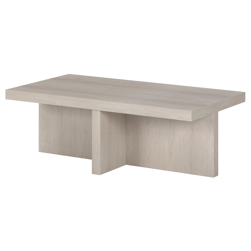 44-Inch Rectangular Coffee Table, Scandinavian X-Base, Wood-Look Finish