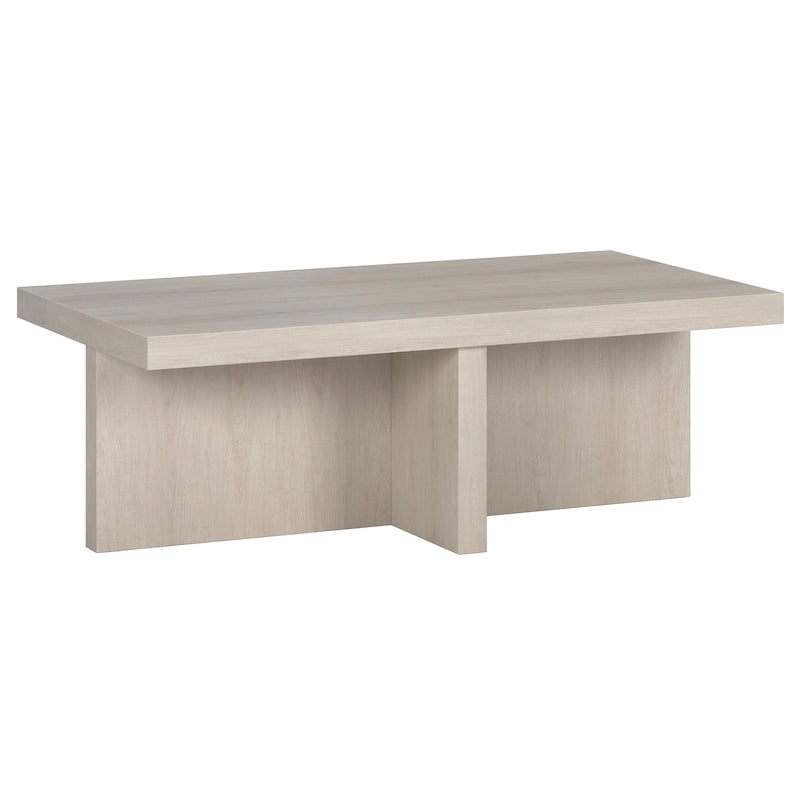44-Inch Rectangular Coffee Table, Scandinavian X-Base, Wood-Look Finish