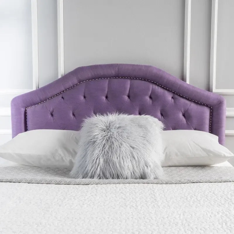 Full/Queen Upholstered Headboard, Button-Tufted Diamond Stitch, Nailhead Trim