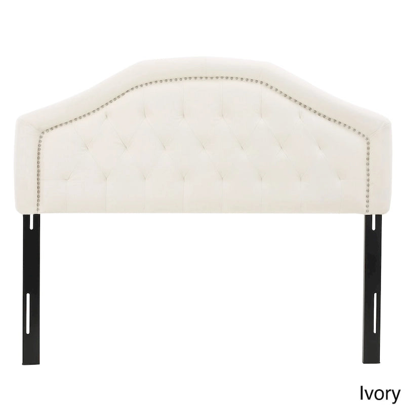 Full/Queen Upholstered Headboard, Button-Tufted Diamond Stitch, Nailhead Trim