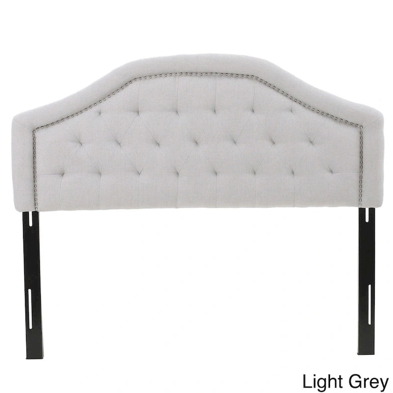 Full/Queen Upholstered Headboard, Button-Tufted Diamond Stitch, Nailhead Trim