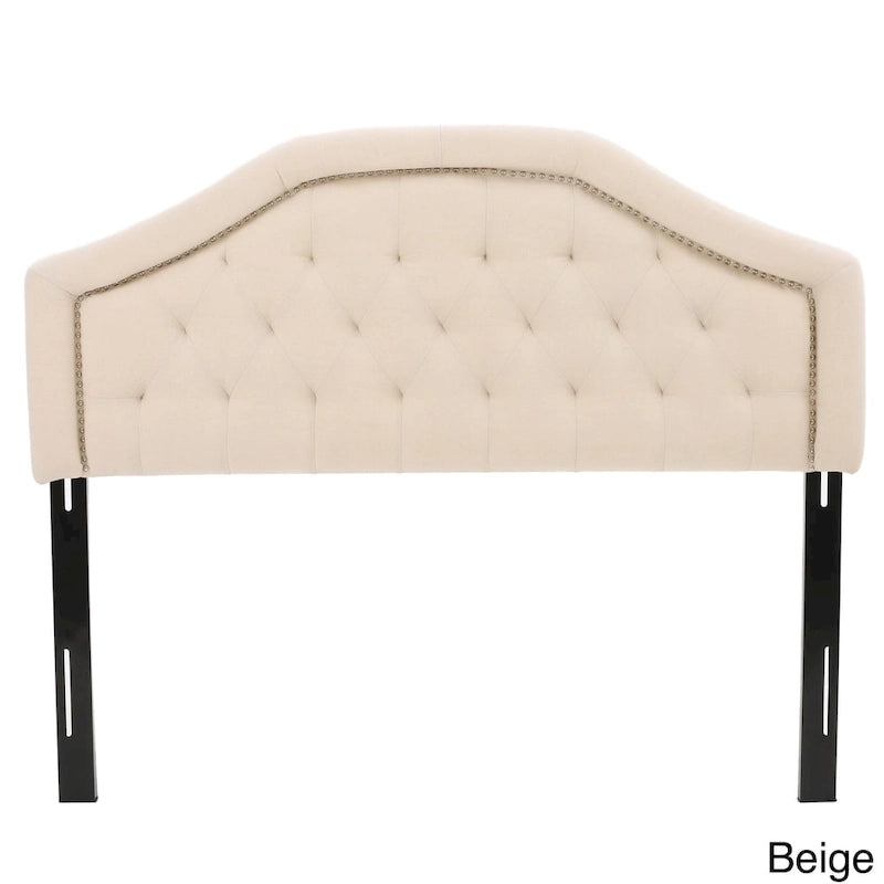 Full/Queen Upholstered Headboard, Button-Tufted Diamond Stitch, Nailhead Trim