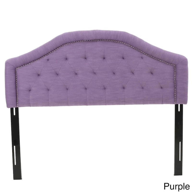 Full/Queen Upholstered Headboard, Button-Tufted Diamond Stitch, Nailhead Trim