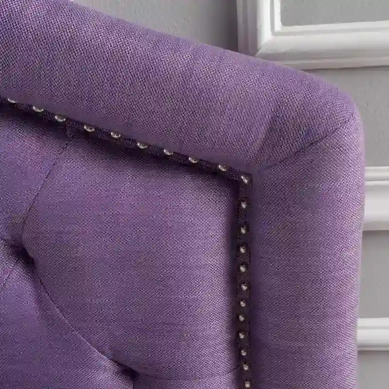 Full/Queen Upholstered Headboard, Button-Tufted Diamond Stitch, Nailhead Trim