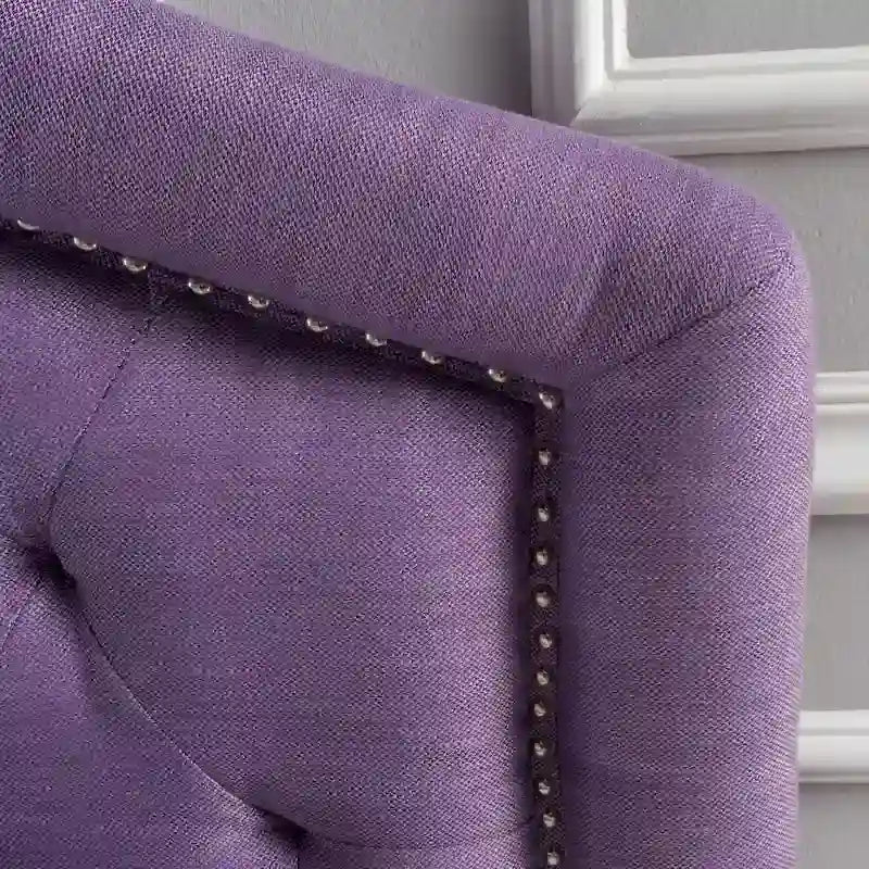 Full/Queen Upholstered Headboard, Button-Tufted Diamond Stitch, Nailhead Trim