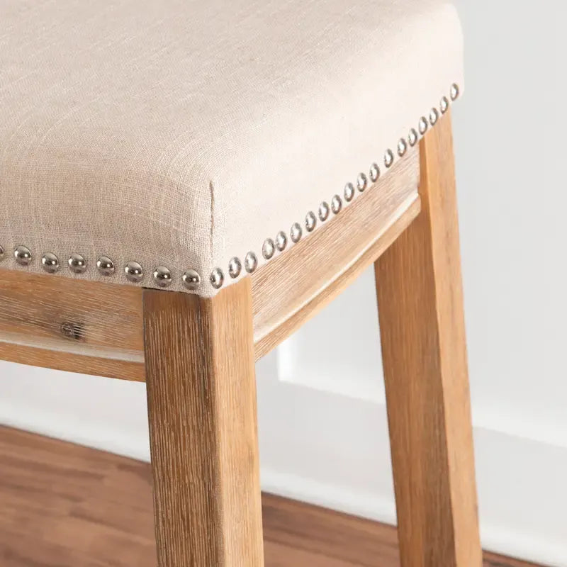 26-Inch Backless Counter Stool, Upholstered Seat with Nailhead Trim