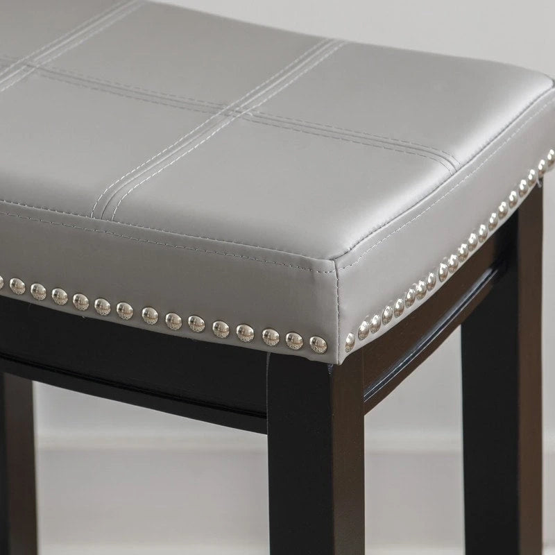26-Inch Backless Counter Stool, Upholstered Seat with Nailhead Trim