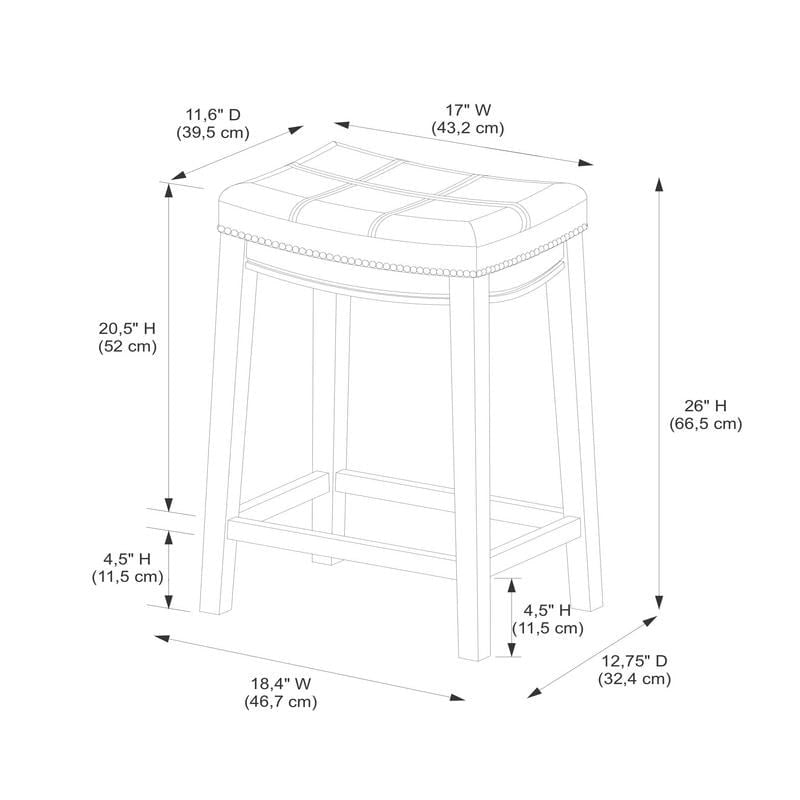 26-Inch Backless Counter Stool, Upholstered Seat with Nailhead Trim