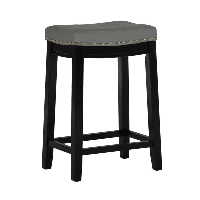 26-Inch Backless Counter Stool, Upholstered Seat with Nailhead Trim