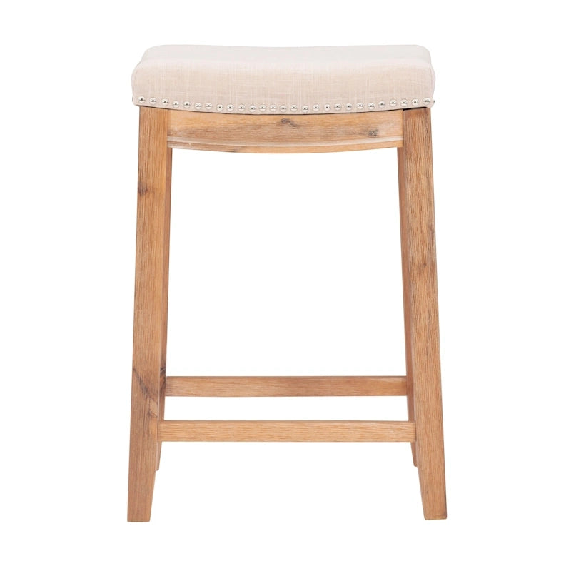 26-Inch Backless Counter Stool, Upholstered Seat with Nailhead Trim