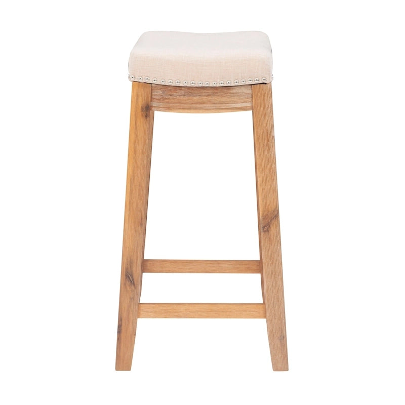 26-Inch Backless Counter Stool, Upholstered Seat with Nailhead Trim