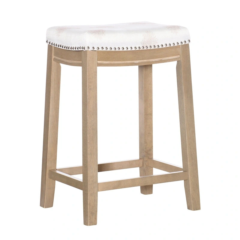 26-Inch Backless Counter Stool, Upholstered Seat with Nailhead Trim