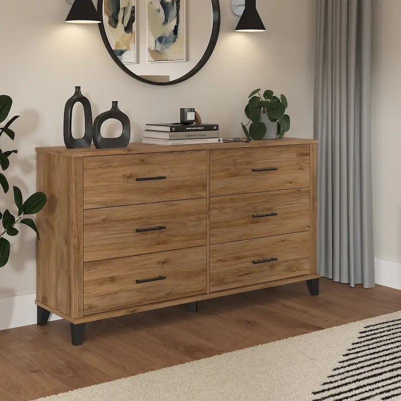 Transitional Grain-textured Grey Dresser