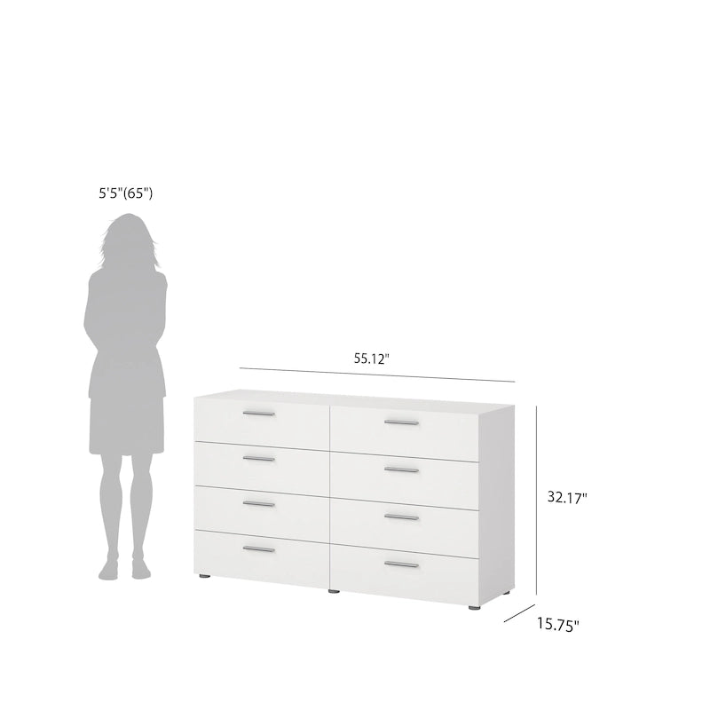 8-Drawer Double Dresser, Scandinavian Style, Engineered Wood, Multiple Colors
